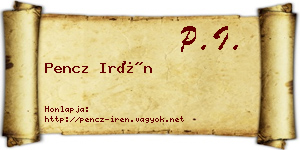 Pencz Irén névjegykártya